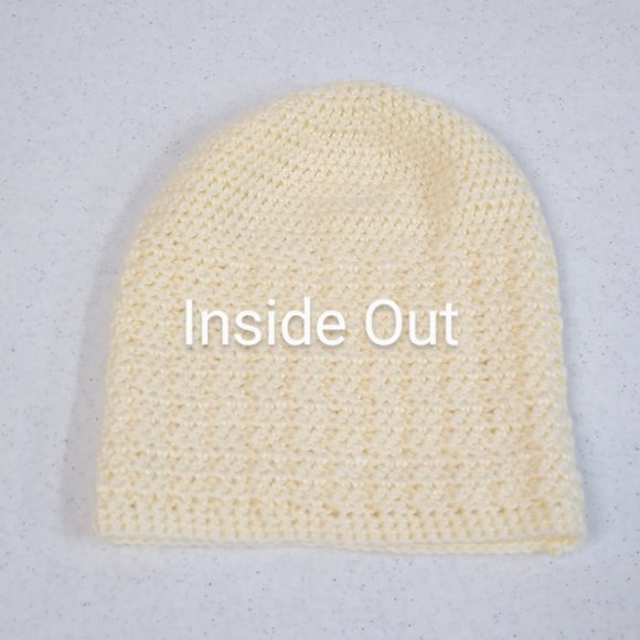 Beanie Cream Color Crocheted One Size Fits Most Adult or Teen - Picture 4 of 6